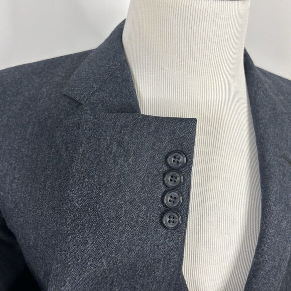 Jos A Bank 38R Vintage Sport Coat 100% Wool Dark Gray Herringbone Two Button - Picture 4 of 7